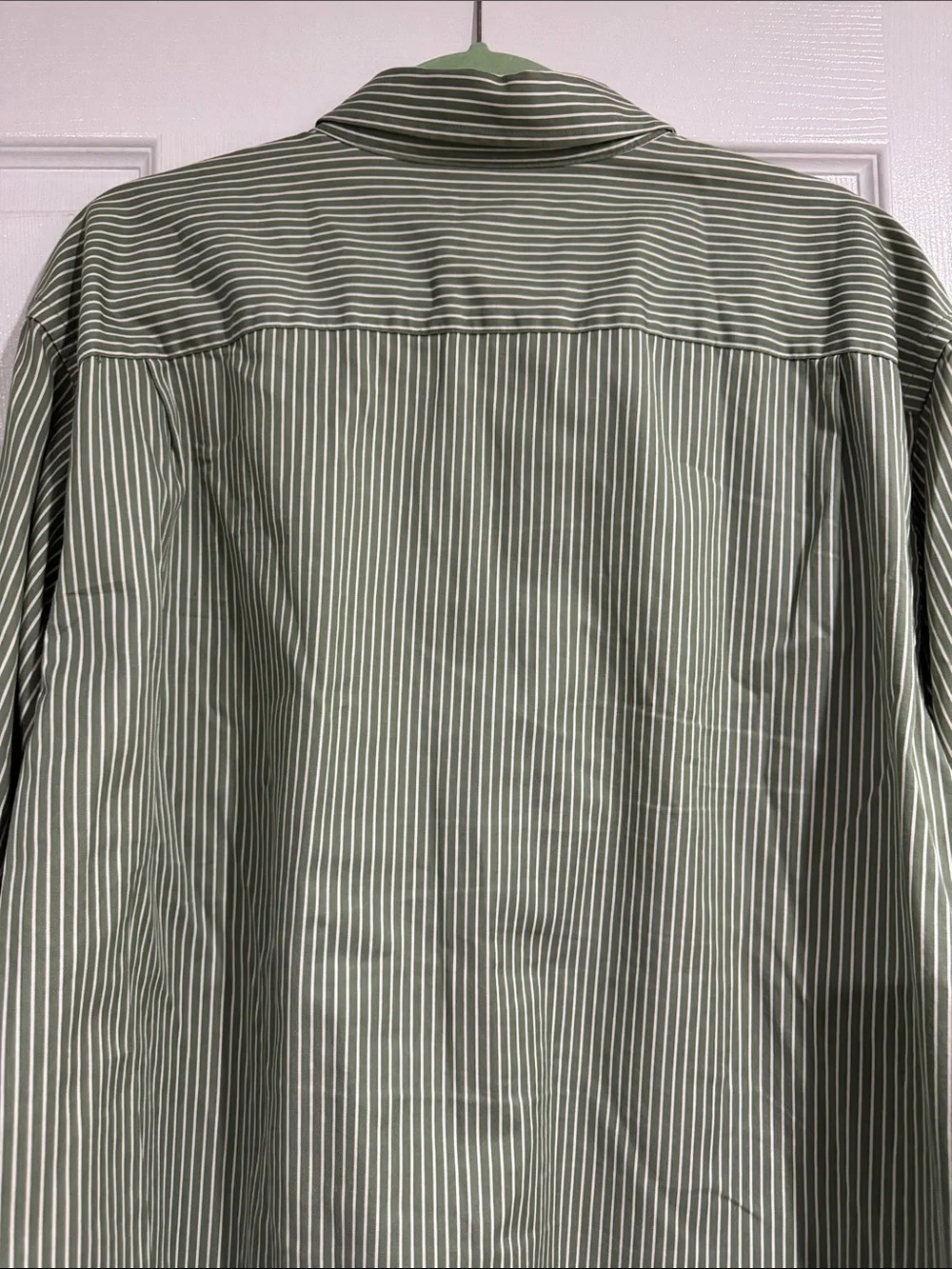 Banana Republic Olive Green Vertical-Stripe Dress Shirt